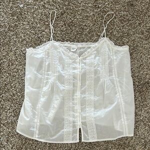 GAP White Lace Trim Women's Top